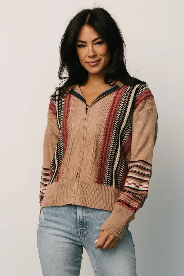 Women Outerwear Baltic Born Arvada Zip Up Sweater Camel Multi