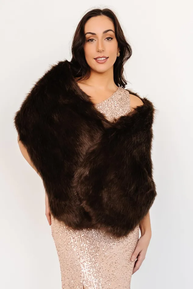 Women Outerwear Baltic Born Jovie Faux Fur Shawl Chocolate
