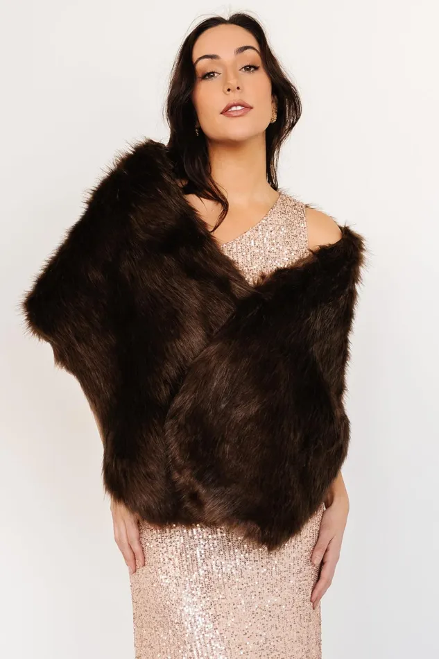Women Outerwear Baltic Born Jovie Faux Fur Shawl Chocolate Women Outerwear Baltic Born Jovie Faux Fur Shawl Chocolate