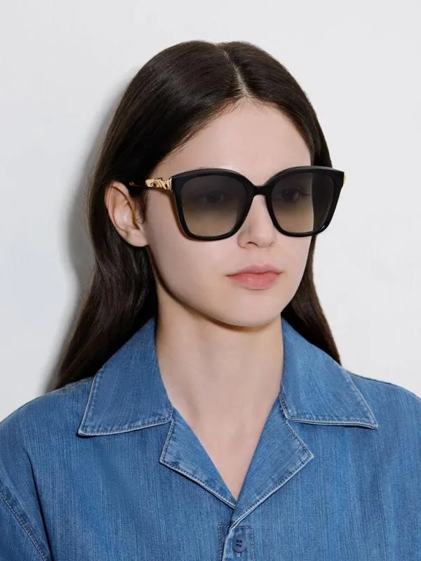 Women Oversized Square Acetate Sunglasses 8211 Black CHARLES and KEITH Square