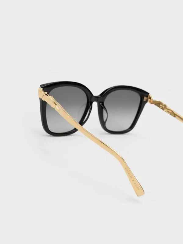 Women Oversized Square Acetate Sunglasses 8211 Black CHARLES and KEITH Square