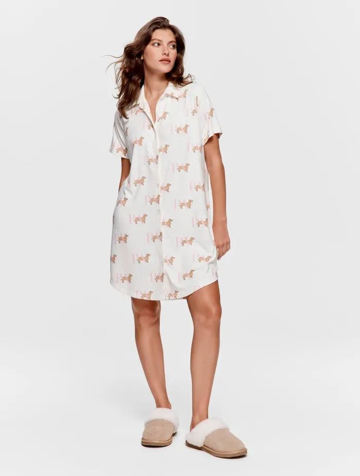 Women PA Penny Short Sleeve Plush Nightshirt Multi Peter Alexander Nighties