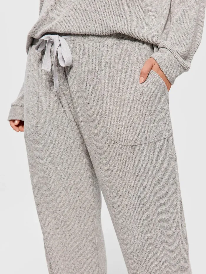 Women PA Plus Brushed Rib Straight Leg Pj Pant Grey Marle Peter Alexander Lounge