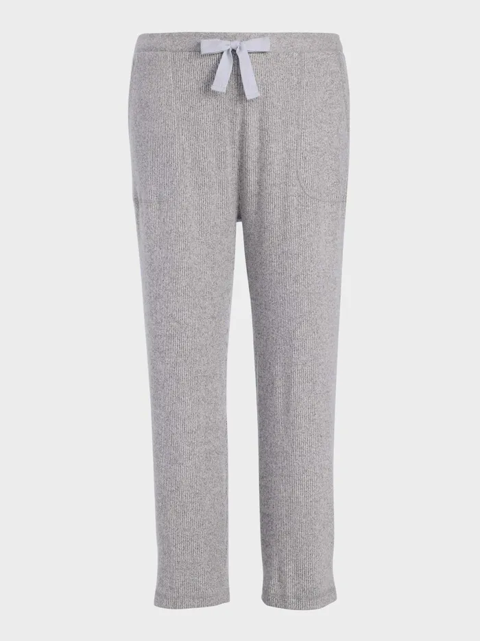 Women PA Plus Brushed Rib Straight Leg Pj Pant Grey Marle Peter Alexander Lounge