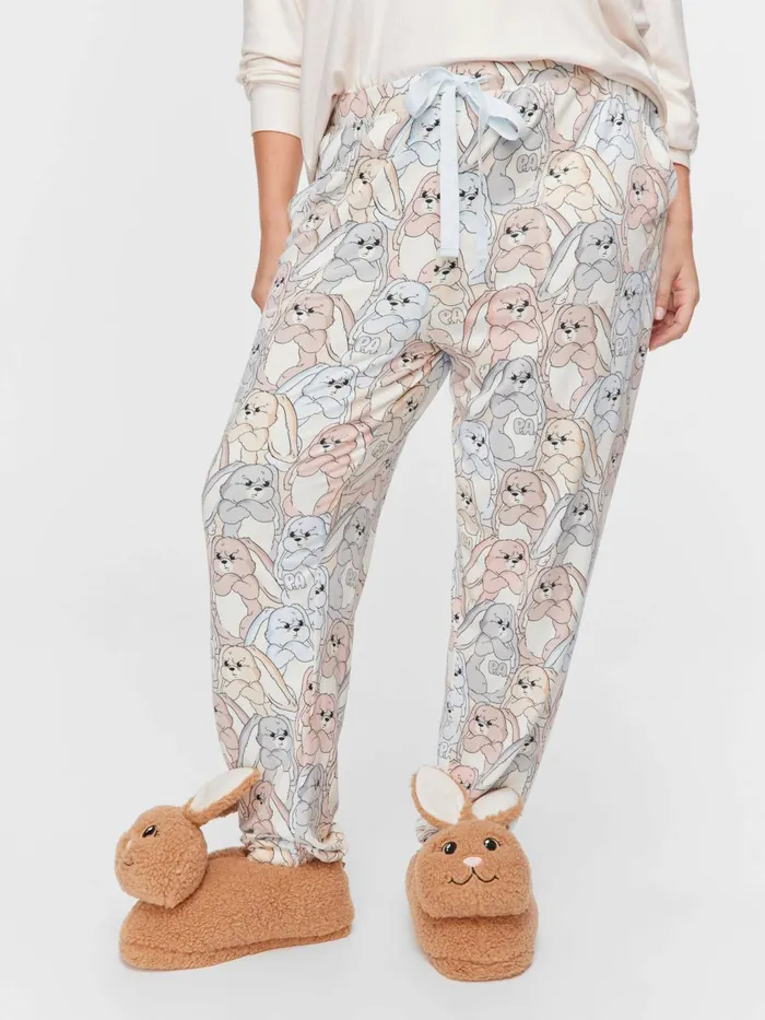 Women PA Plus Grumpy Bunny Plush Tapered Leg Pj Pant Multi Peter Alexander Pants