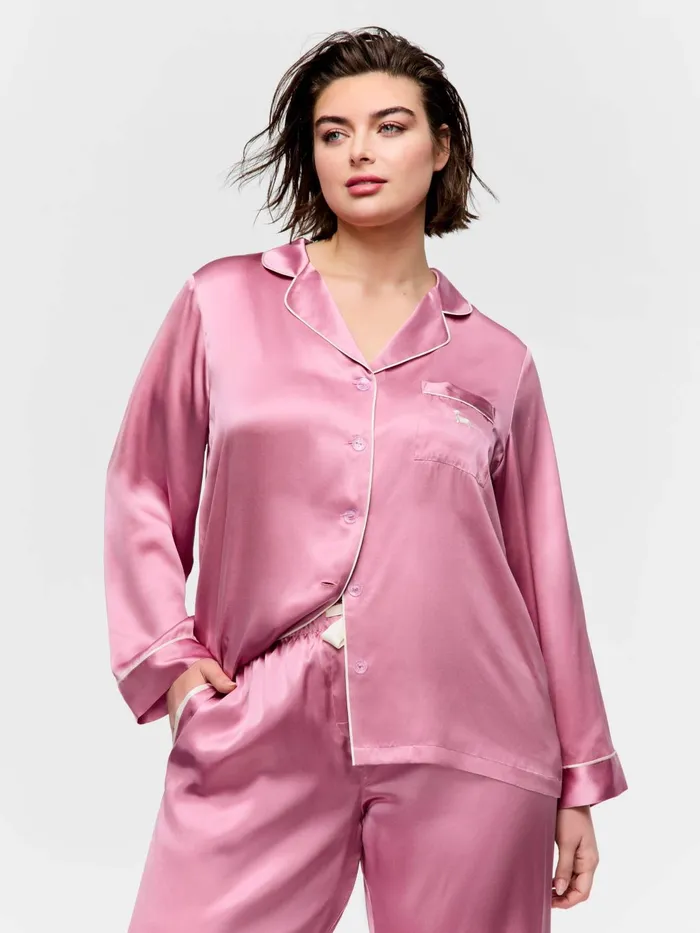 Women PA Plus Mauve Mulberry Silk Pj Set Mauve Peter Alexander Silk
