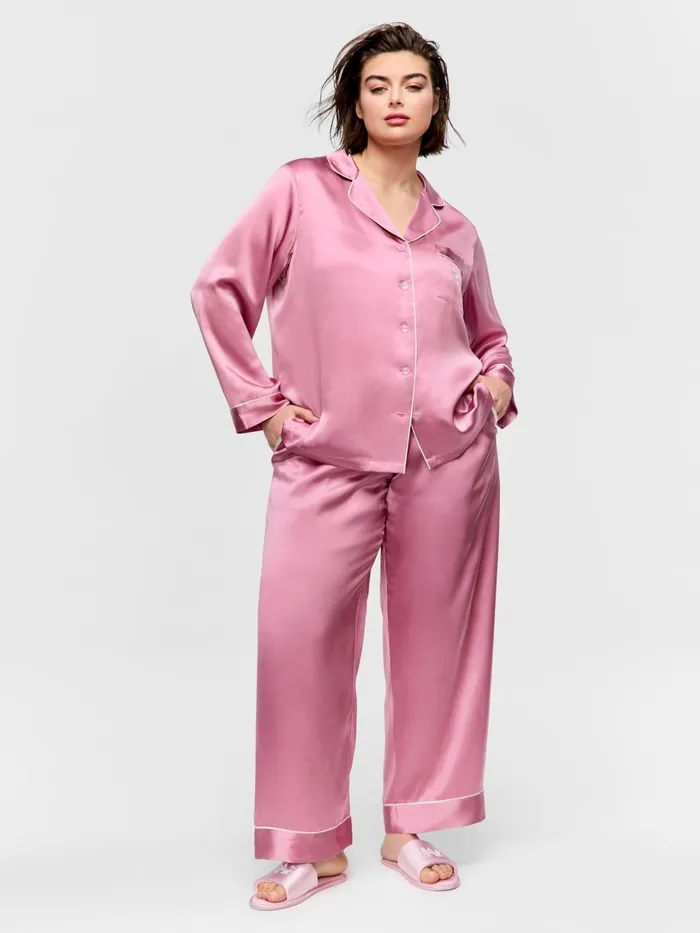 Women PA Plus Mauve Mulberry Silk Pj Set Mauve Peter Alexander Silk