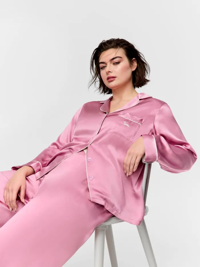Women PA Plus Mauve Mulberry Silk Pj Set Mauve Peter Alexander Silk