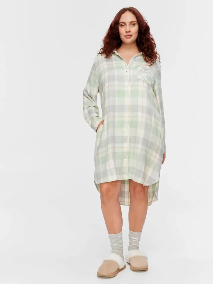 Women PA Plus Mint Check Bamboo Flannelette Nightshirt Multi Peter Alexander Nighties Women PA Plus Mint Check Bamboo Flannelette Nightshirt Multi Peter Alexander Nighties