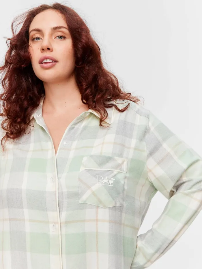 Women PA Plus Mint Check Bamboo Flannelette Nightshirt Multi Peter Alexander Nighties