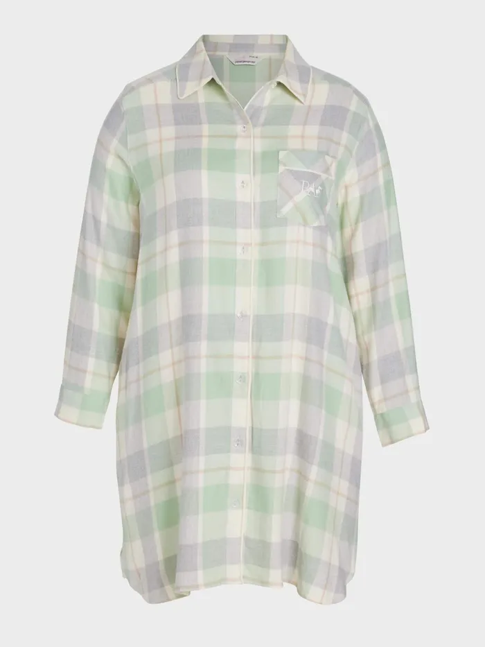 Women PA Plus Mint Check Bamboo Flannelette Nightshirt Multi Peter Alexander Nighties