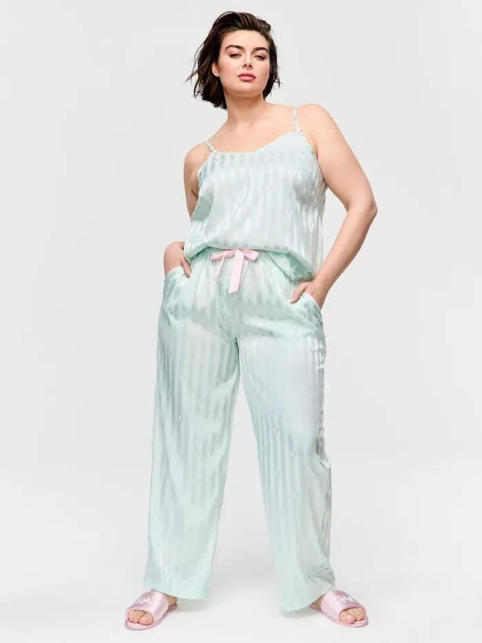 Women PA Plus Mint Satin Classic Pj Pant Mint Peter Alexander Satin