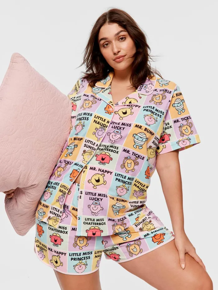 Women PA Plus Mr Men and Little Miss Shortie Pj Set Multi Peter Alexander Sets and Onesies