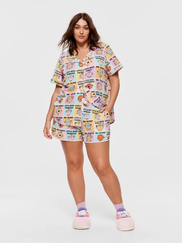 Women PA Plus Mr Men and Little Miss Shortie Pj Set Multi Peter Alexander Sets and Onesies