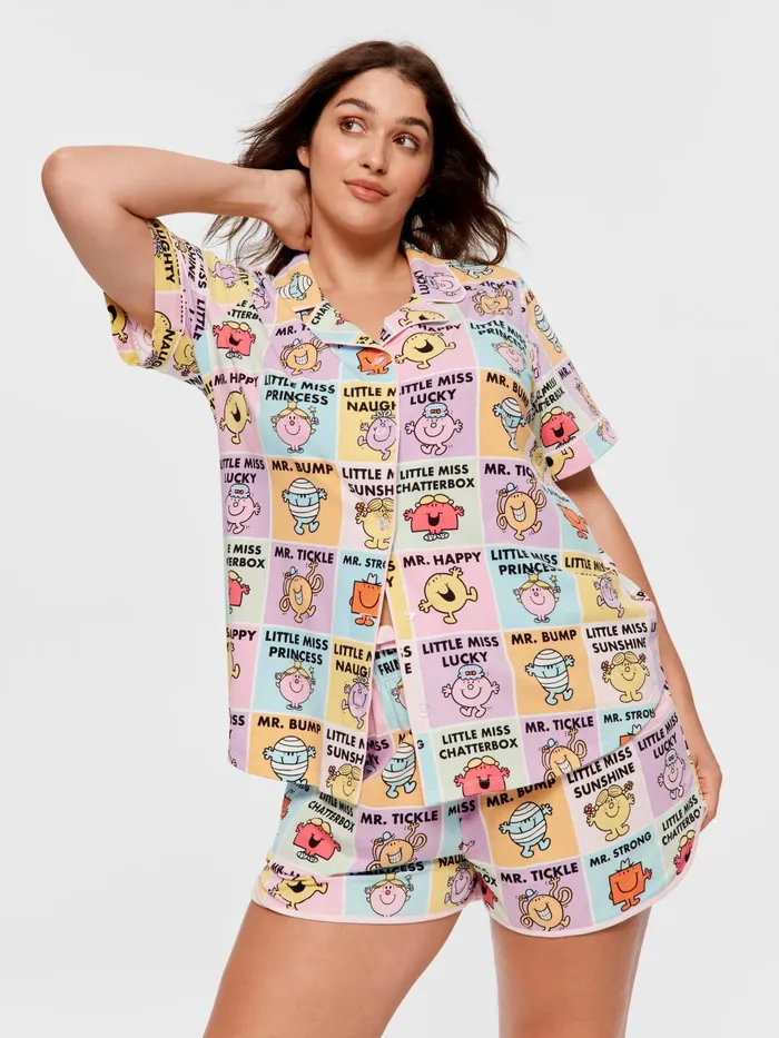Women PA Plus Mr Men and Little Miss Shortie Pj Set Multi Peter Alexander Sets and Onesies