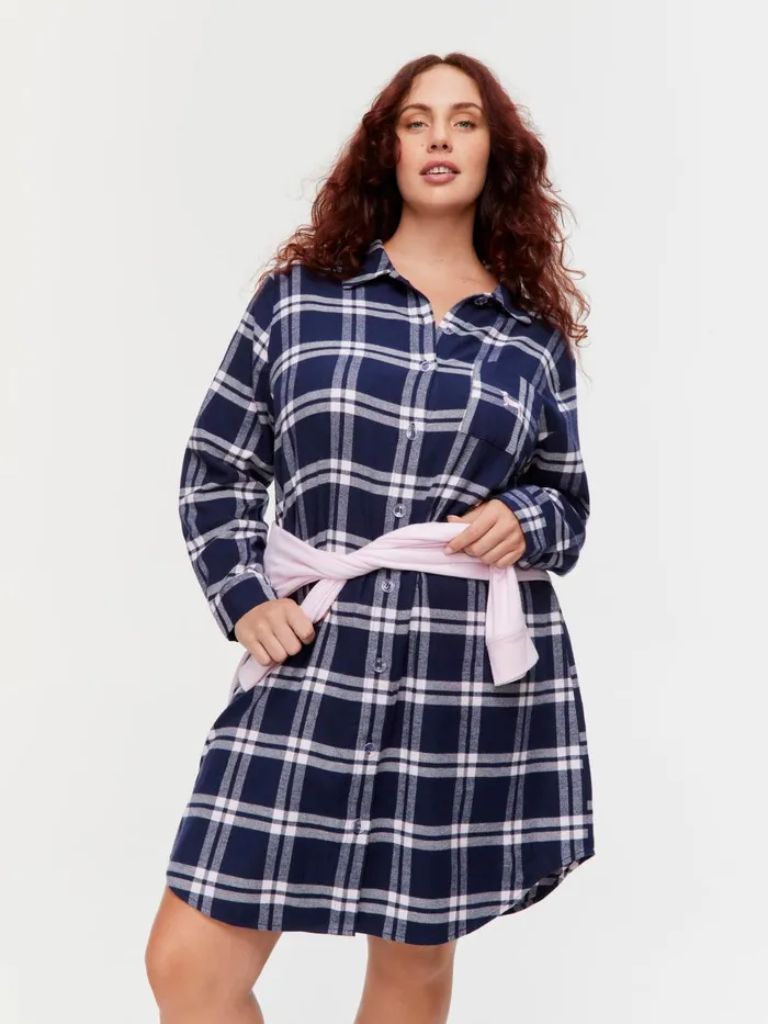Women PA Plus Navy Flannelette Nightshirt Multi Peter Alexander Nighties