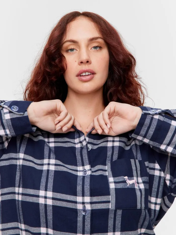 Women PA Plus Navy Flannelette Nightshirt Multi Peter Alexander Nighties