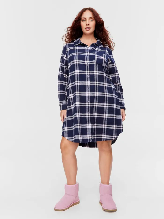 Women PA Plus Navy Flannelette Nightshirt Multi Peter Alexander Nighties
