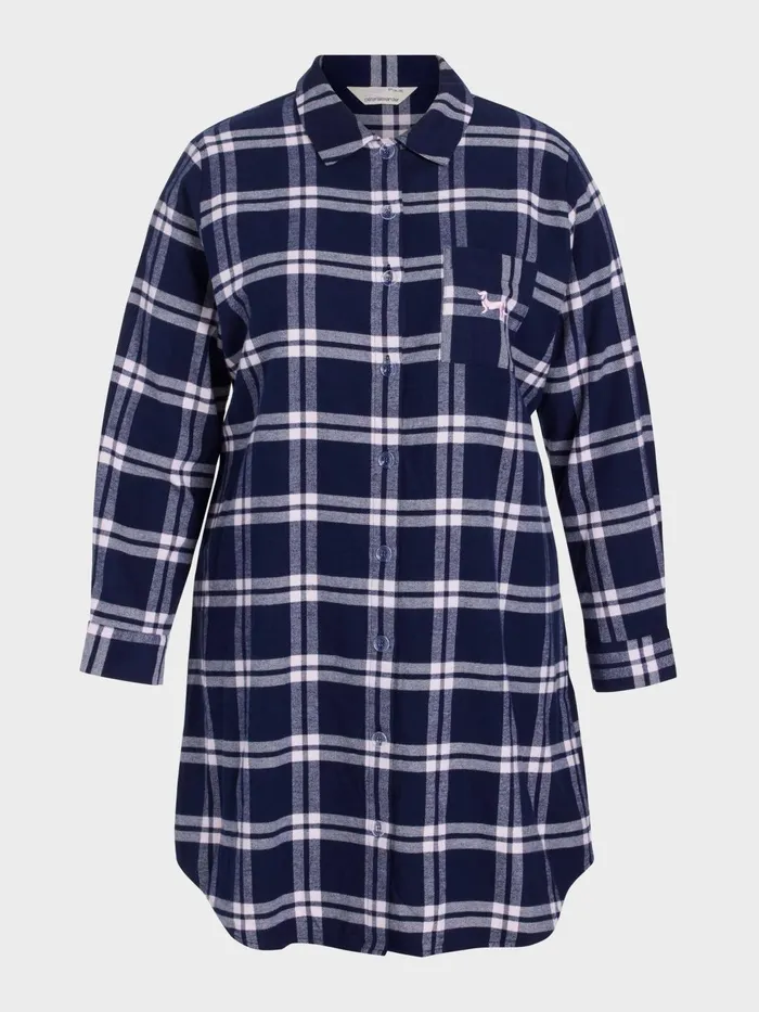 Women PA Plus Navy Flannelette Nightshirt Multi Peter Alexander Nighties