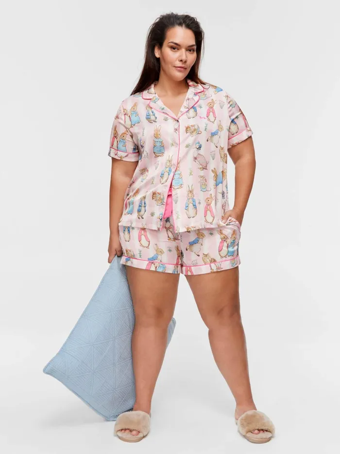Women PA Plus Peter Rabbit Satin Shortie Pj Set Multi Peter Alexander Sets and Onesies Women PA Plus Peter Rabbit Satin Shortie Pj Set Multi Peter Alexander Sets and Onesies