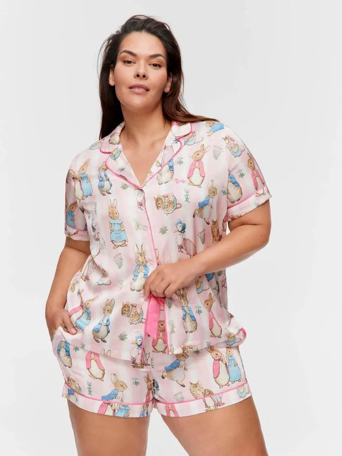 Women PA Plus Peter Rabbit Satin Shortie Pj Set Multi Peter Alexander Sets and Onesies