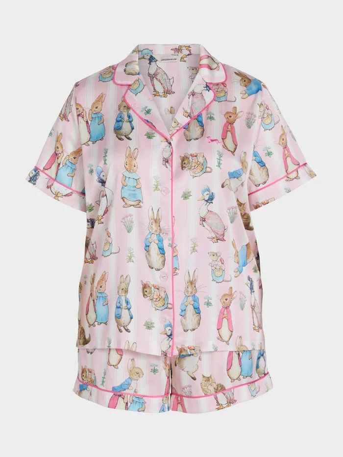 Women PA Plus Peter Rabbit Satin Shortie Pj Set Multi Peter Alexander Sets and Onesies