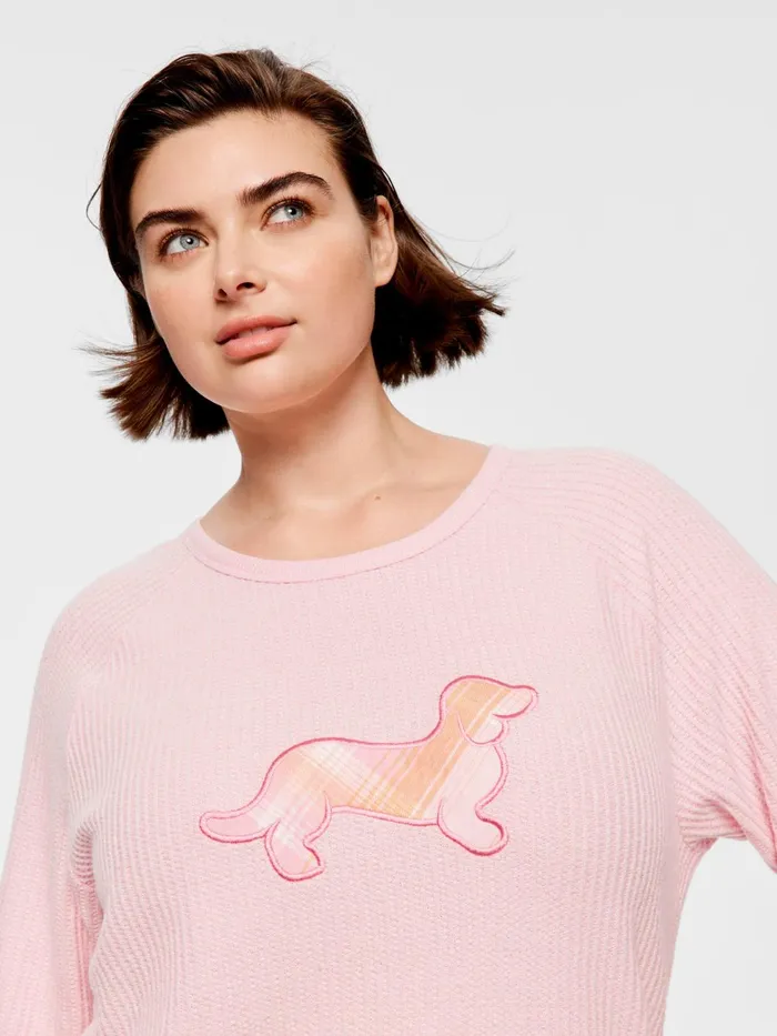 Women PA Plus Waffle Penny Brushed Oversized Tee Pink Peter Alexander Tops