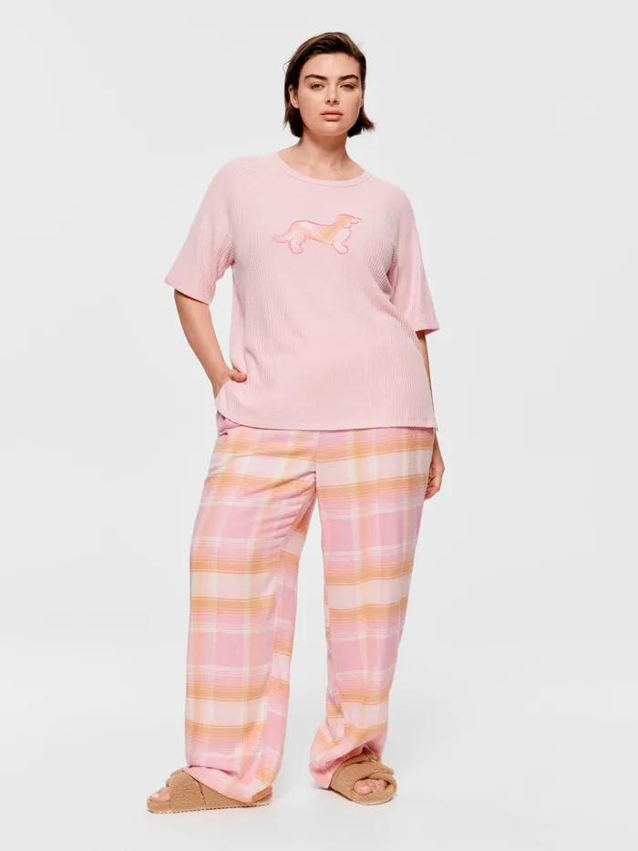 Women PA Plus Waffle Penny Brushed Oversized Tee Pink Peter Alexander Tops