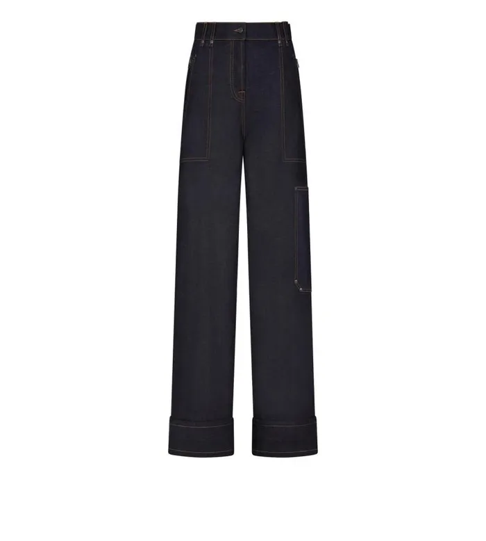 Women Pants and Shorts Tom Ford Lightweight Denim Wide Leg Pants Dark Indigo