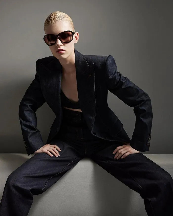 Women Pants and Shorts Tom Ford Lightweight Denim Wide Leg Pants Dark Indigo Women Pants and Shorts Tom Ford Lightweight Denim Wide Leg Pants Dark Indigo