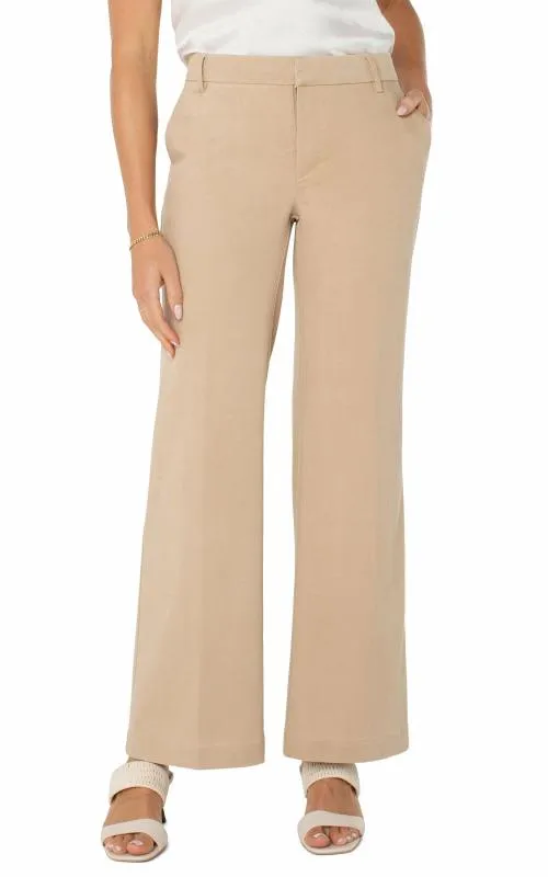Women Pants Liverpool Los Angeles Kelsey Wide Leg Trouser Sand Dune