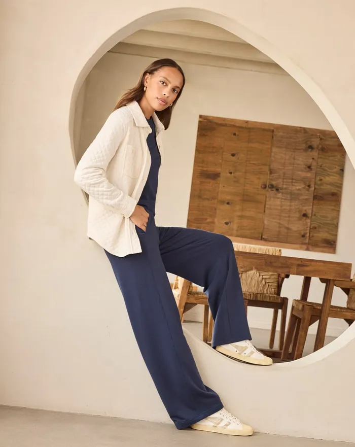 Women Pants TravisMathew CLOUD TERRY WIDE LEG PANT Navy Blazer