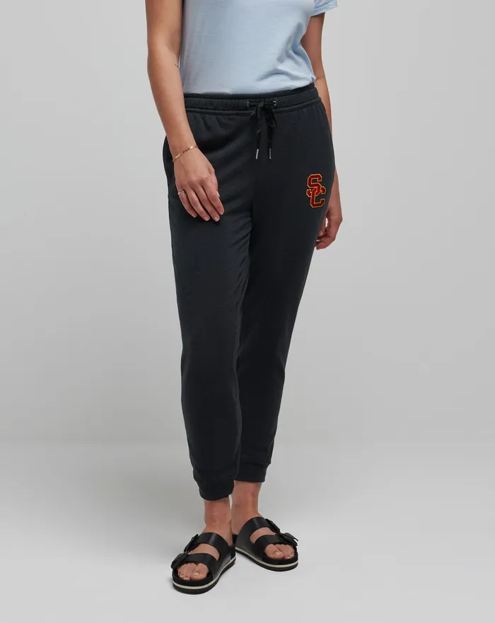 Women Pants TravisMathew USC CLOUD TIE JOGGER Heather Black