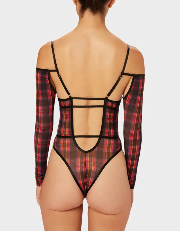 Women PARADE PLAID BODYSUIT RED PLAID Betsey Johnson