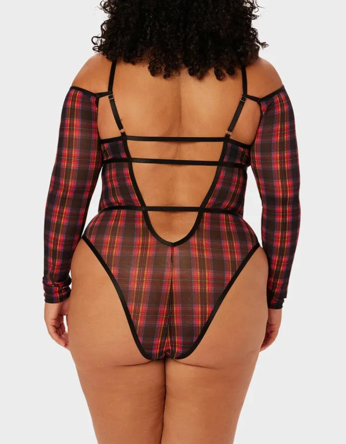 Women PARADE PLAID BODYSUIT RED PLAID Betsey Johnson