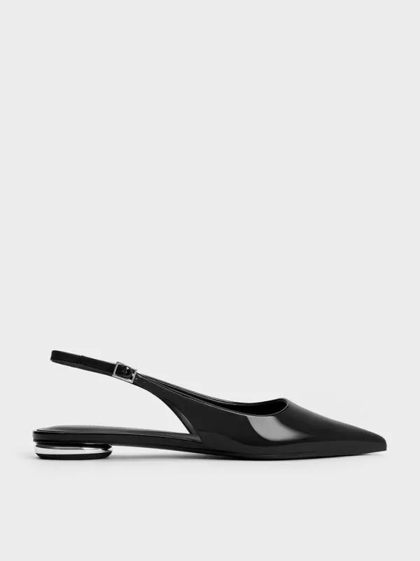 Women Patent PointedToe Slingback Flats 8211 Black Patent CHARLES and KEITH Ballet Flats Women Patent PointedToe Slingback Flats 8211 Black Patent CHARLES and KEITH Ballet Flats
