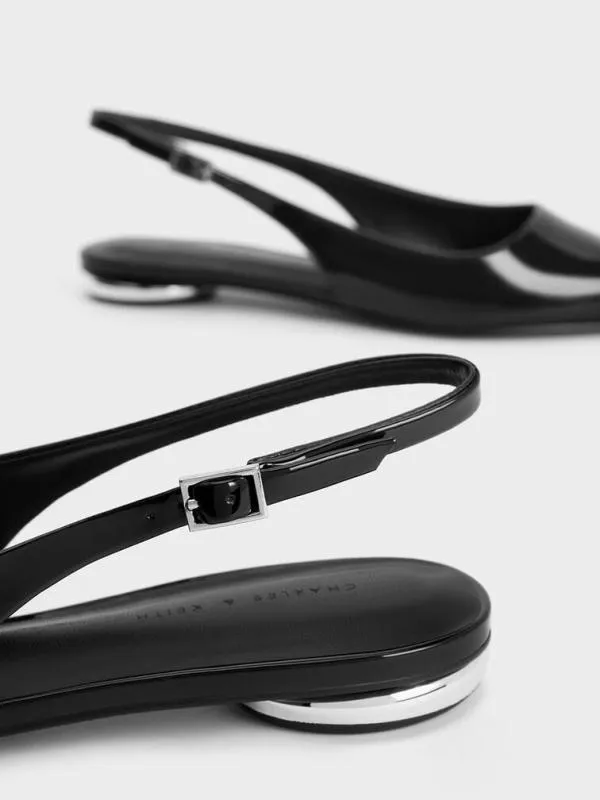 Women Patent PointedToe Slingback Flats 8211 Black Patent CHARLES and KEITH Ballet Flats