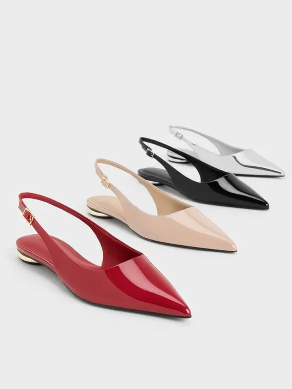 Women Patent PointedToe Slingback Flats 8211 Black Patent CHARLES and KEITH Ballet Flats