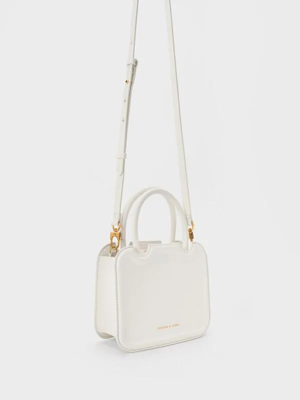 Women Perline Sculptural Top Handle Bag 8211 White CHARLES and KEITH Top Handle Bags