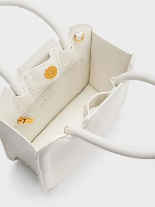 Women Perline Sculptural Top Handle Bag 8211 White CHARLES and KEITH Top Handle Bags