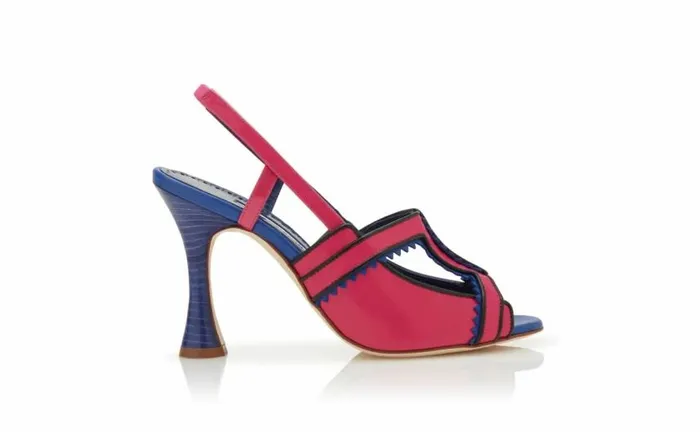 Women Pink And Blue Patent Leather Slingback Pumps Manolo Blahnik Sandals