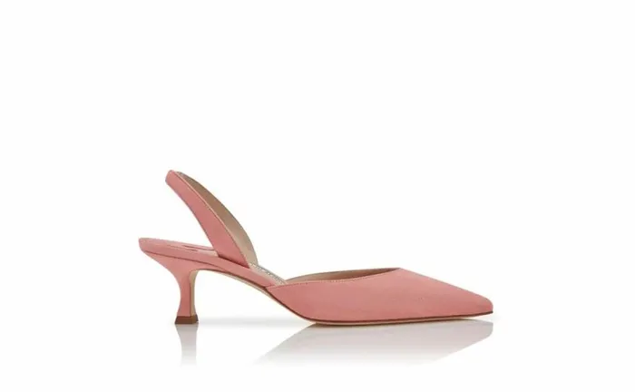 Women Pink Suede Slingback Pumps Manolo Blahnik Pumps