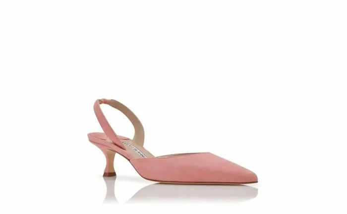 Women Pink Suede Slingback Pumps Manolo Blahnik Pumps