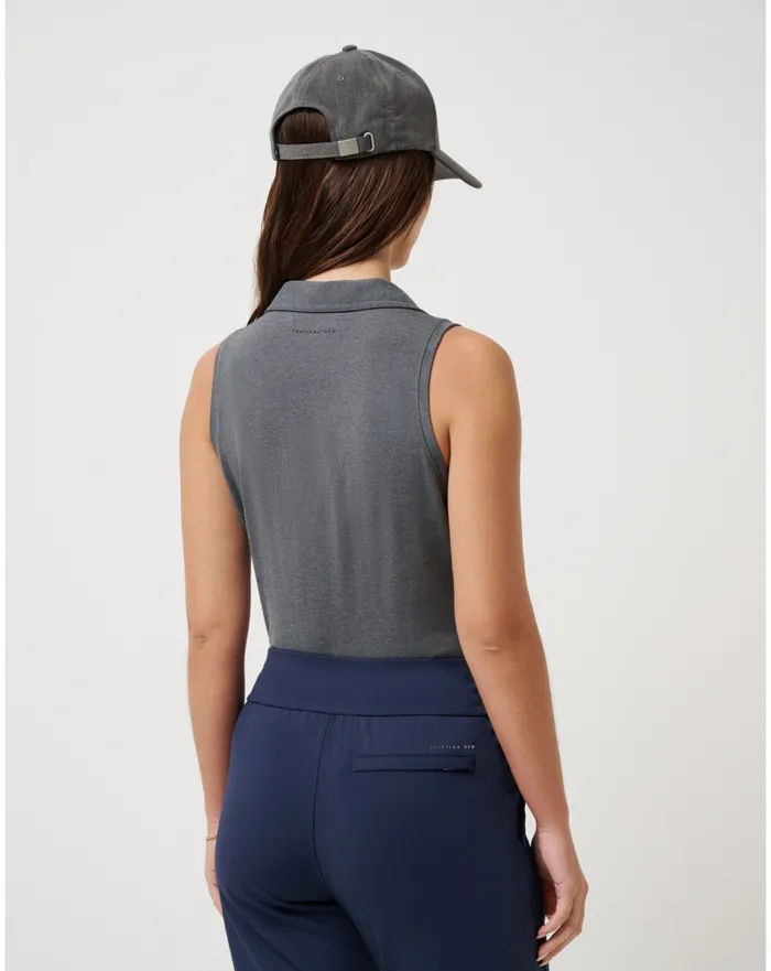 Women Polos TravisMathew FEATHERWEIGHT ACTIVE SLEEVELESS POLO 20 Heather Black Women Polos TravisMathew FEATHERWEIGHT ACTIVE SLEEVELESS POLO 20 Heather Black