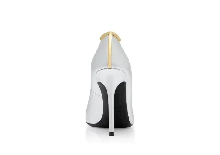 Women Pumps Tom Ford Laminated Nappa Iconic T Pump Silver Women Pumps Tom Ford Laminated Nappa Iconic T Pump Silver