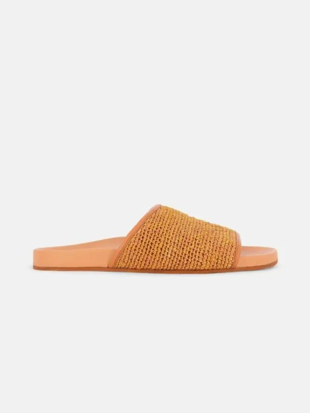 Women QUETAL Brown and Gold Raffia Clergerie Sandals