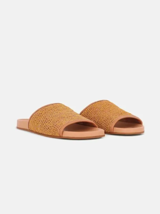 Women QUETAL Brown and Gold Raffia Clergerie Sandals