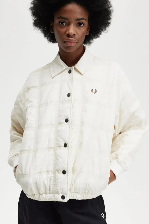 Women Quilted Jacket Ecru Fred Perry Coats and Jackets