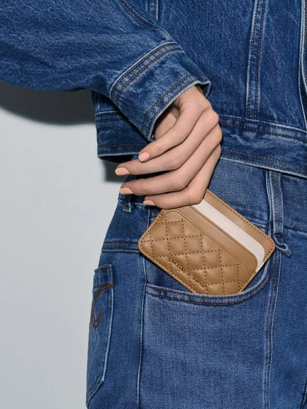 Women Quilted MultiSlot Card Holder 8211 Sand CHARLES and KEITH Card Holders