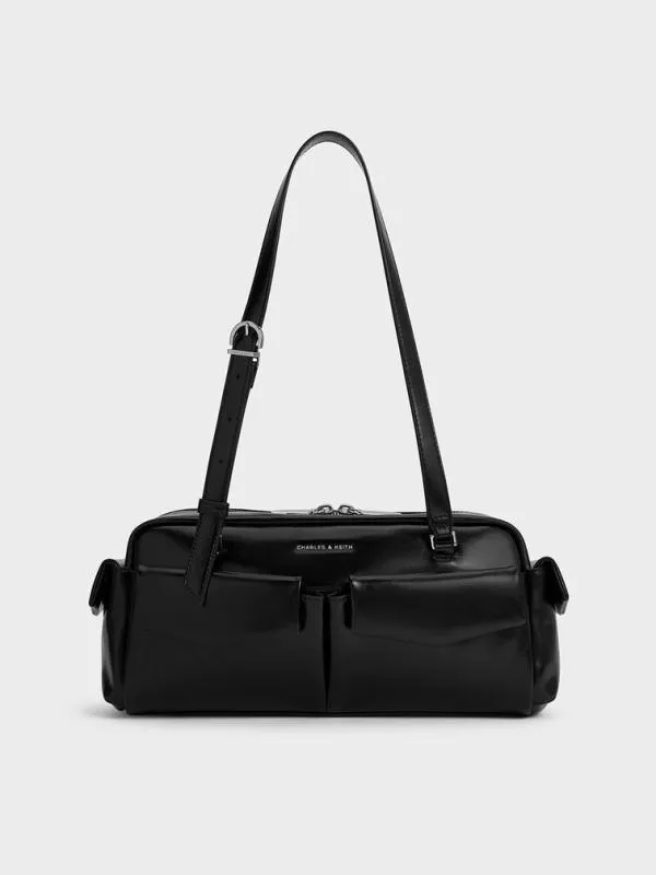Women Rachel Elongated MultiPocket Shoulder Bag 8211 Noir CHARLES and KEITH Shoulder Bags Women Rachel Elongated MultiPocket Shoulder Bag 8211 Noir CHARLES and KEITH Shoulder Bags